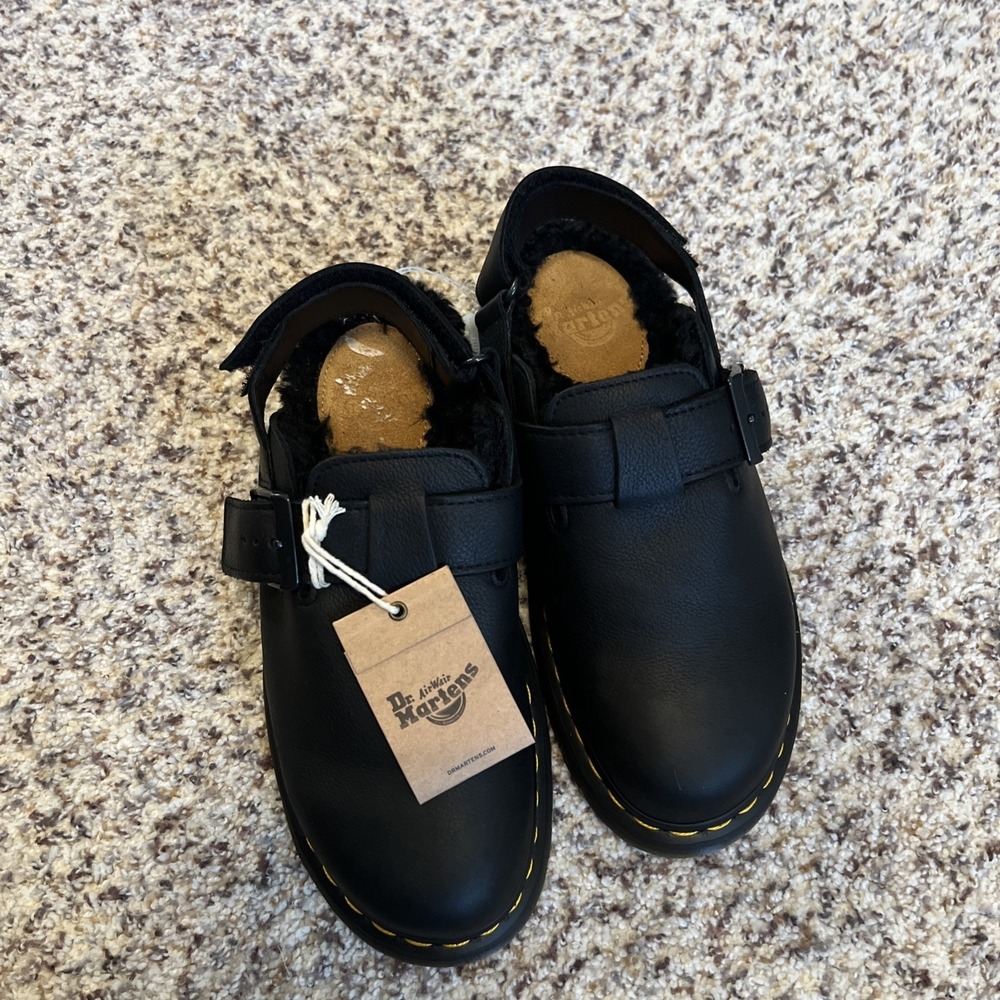Dr. Martens JORGE II Mules Sz 7 Black Ambassador SlingBack Lined‎ Leather Buckle